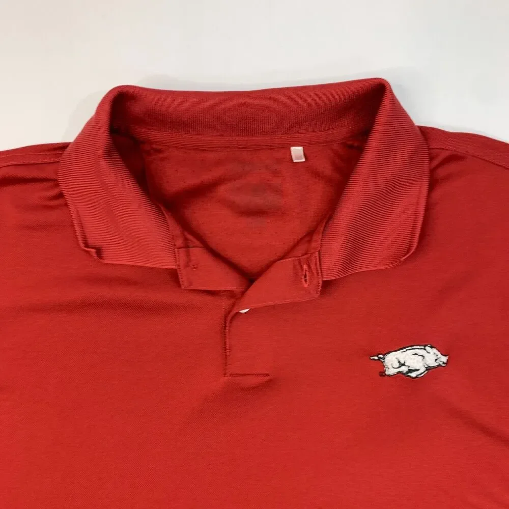 Adidas Arkansas Razorbacks Polo Shirt Mens 2XL XXL Red Active Performance Golf